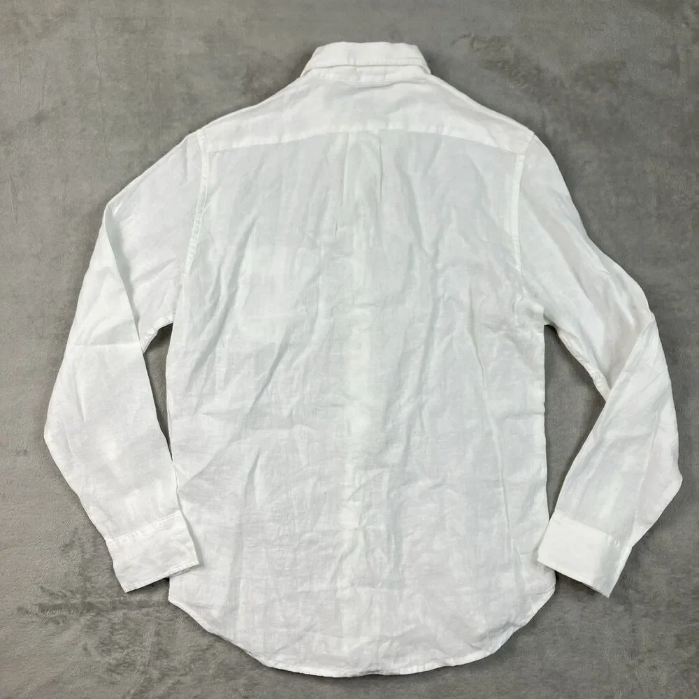 J Crew Button Down Shirt Mens S White Baird McNutt Irish Linen Classic Fit BE554